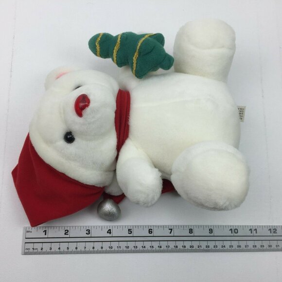 Hugfun Intl. 10 " White Plush Christmas Bear Holiday Rudolph Nose - Picture 6 of 7